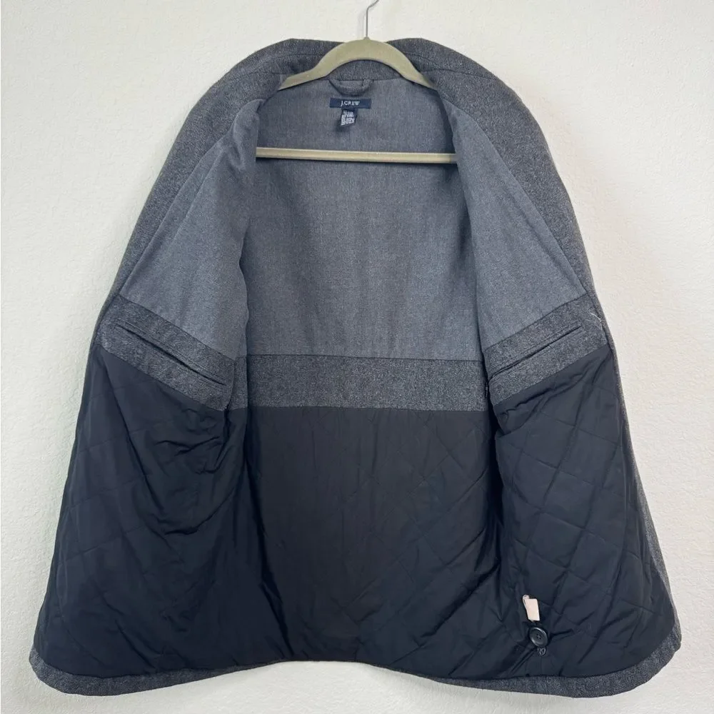 J.Crew Men’s S Wool Blend Gray Button Front Lined Winter Topcoat Overcoat Jacket